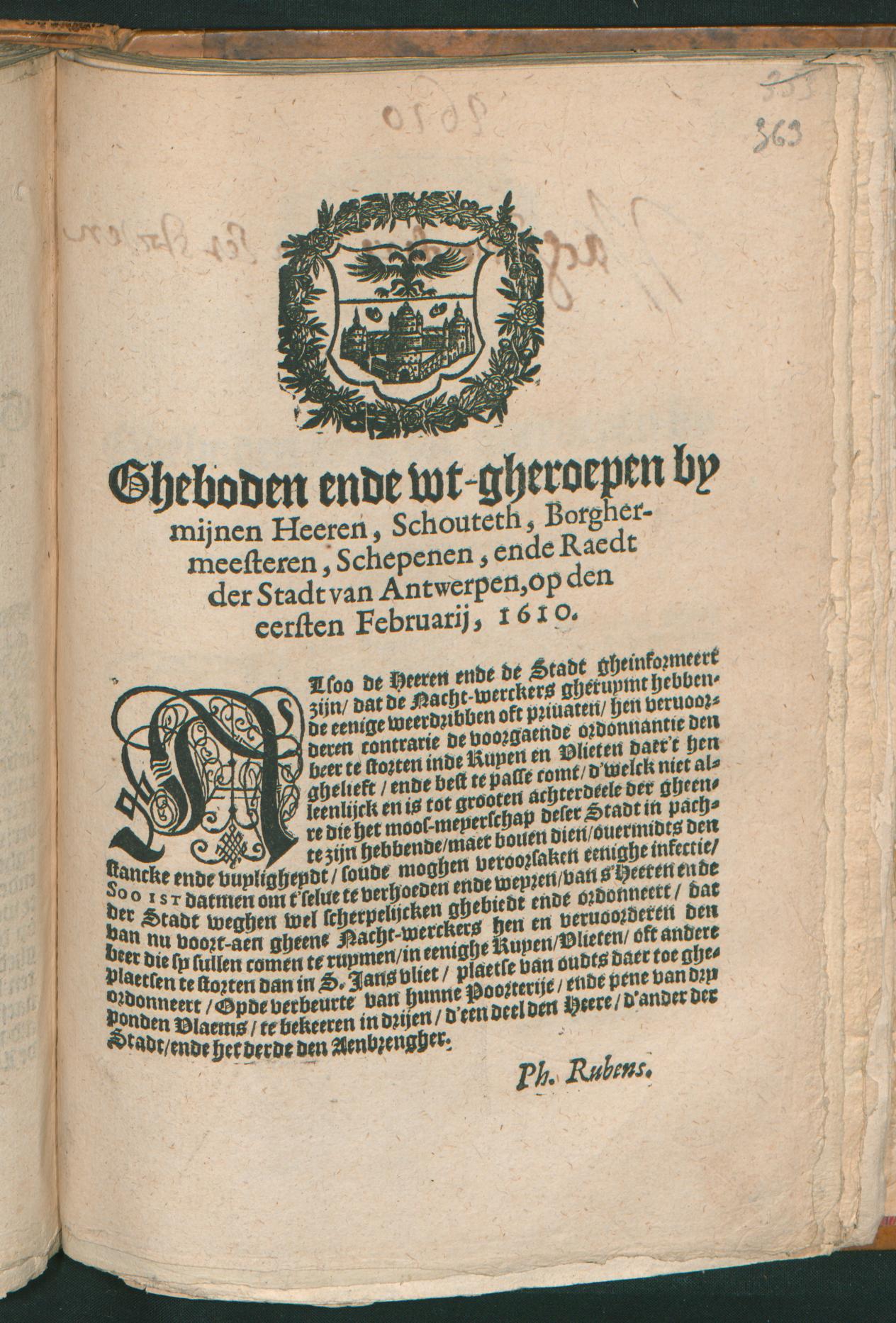 16 januari 1610, Jan I Moretus, Antwerpen Nr. A 2010 II/363