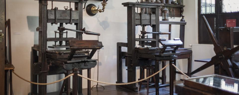 oude drukpersen in Museum Plantin-Moretus