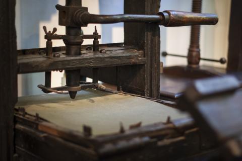 detail van een oude drukpers